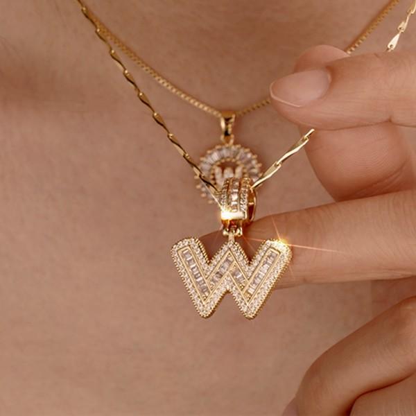 2 Pack 14K Gold Plated CZ Initial Necklaces for Women, 26 Letters Personalized Name Jewelry, Double Layer Couple Necklace Set, Perfect for Birthday & Mother's Day Gifts, Suitable for Banquets, Parties & Daily Wear