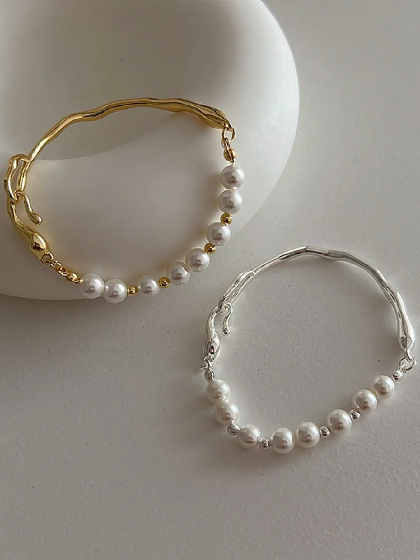 Vintage Boho Pearl Bracelet, Half-Open Chain Design, Bridal Bracelet, Perfect for Weddings & Parties, Daily Wear Jewelry Gift