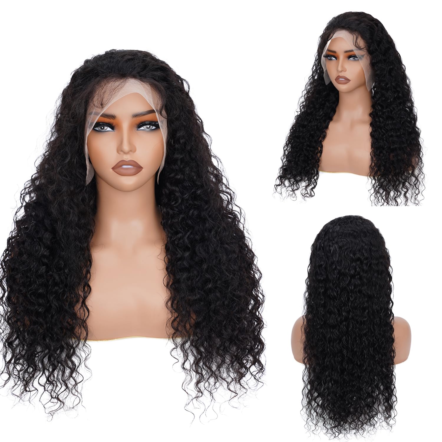 Bling Hair Clearance Sale Deep Wave Brazilian HD Transparent Lace Frontal Wig for Women 13x4 13x6 Lace Human Hair Wig Curly Pre Plucked 30 32 Inches 180% Natural Hairline