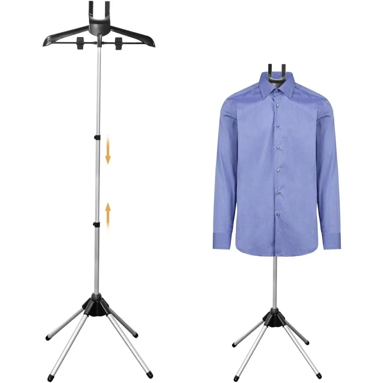 Adjustable T Shirt Display Stand, 34-63 Inch Portable Hanging Metal Clothes Rack, Stable Foldable Garment Display for Clothing, Jacket, Dress,Suit, Coat, Vendor Display for Retail Store