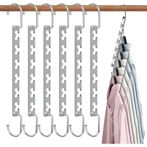 Space Saving Hangers for Clothes 6 Pack, Sturdy Metal Hangers Wardrobe Organizer, Magic Cascading Hanger, Closet Space Saver Closet Organizers and Storage