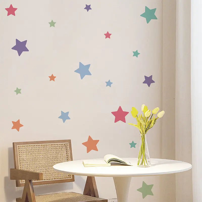 Colorful Star Stickers, Self-Adhesive Wall Decals for Girls Bedroom, Headboard Background Wall & Window Glass Decor