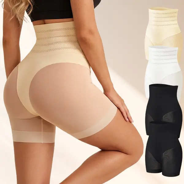 Women's 4-Pack High-Waist Mesh Shapewear Shorts, Thin Breathable Tummy Control Anti-Chafing Underwear for Summer Daily Wear