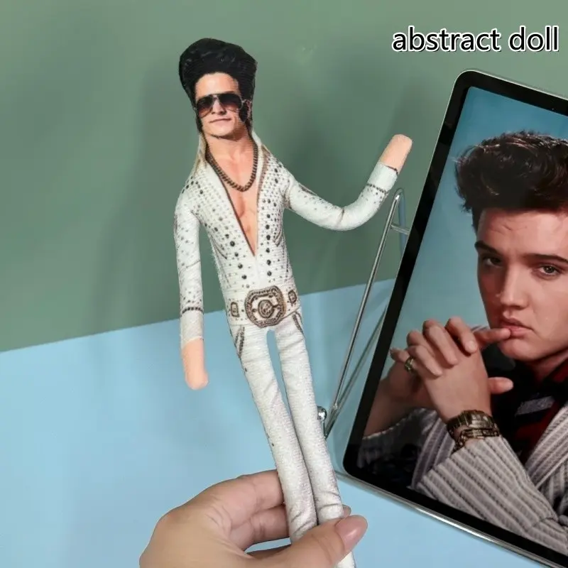 New Elvis Abstract Doll, Poseable Stuffed Toy with Metal Frame, Bendable Figure for Home Decor, Party Gift, Unique Collectible