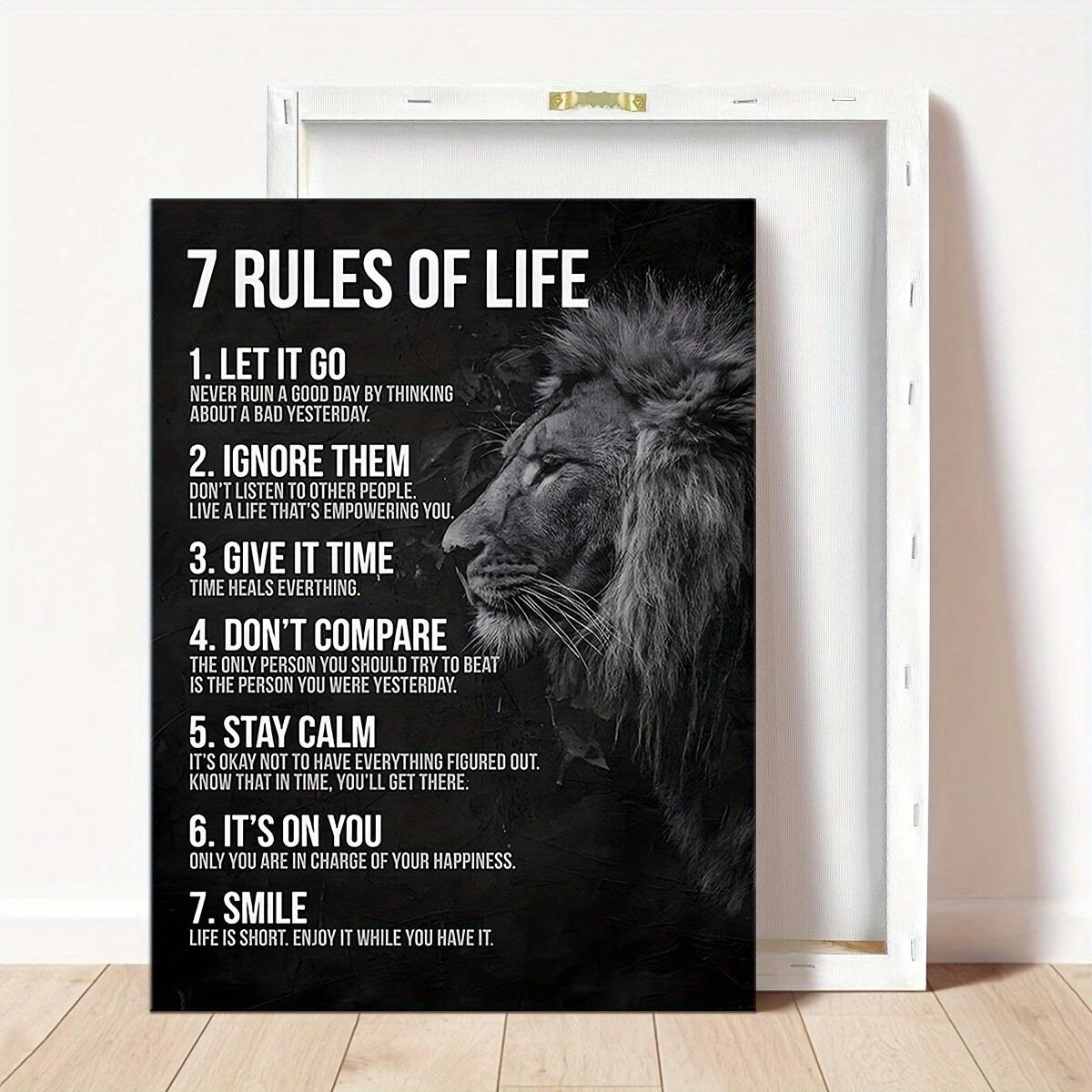 With Frame Motivational Quotes 7 Rules Of Life Wall Art Motivational Poster Read Signs Inspirational Posters For Classroom High School Motivational Posters For Bedroom Boys Room Home Office Positive Affirmations Wall Decor