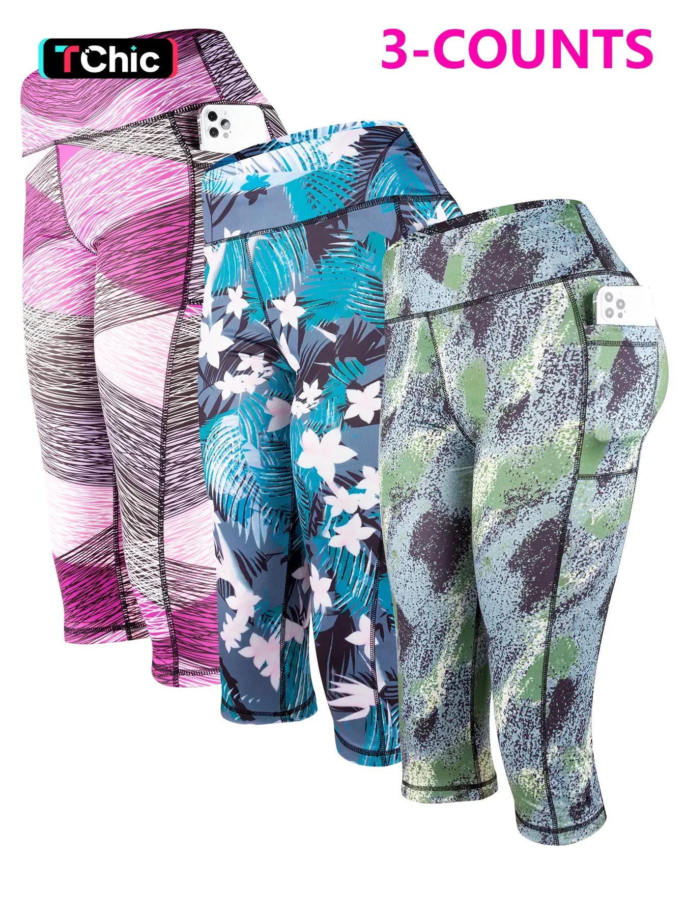Women's Floral Print High Waist Sports Capri Training Leggings, High Waisted Sportswear, Casual Comfy Breathable Skinny Pants for Yoga Gym Workout Running, Ladies Activewear for Fitness Sportswear for Summer