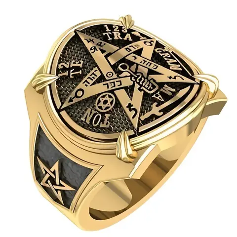 Vintage Viking Men's Alloy Star Ring, Unique Rings, Statement Rings, Fashion Rings, Ring Jewelry, Zinc Alloy Material, Punk Style Design, Suitable for Daily Wear & Parties, Trendy Accessory for Modern Look