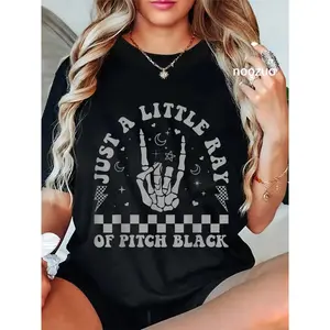 100% Cotton Just A Little Ray Of Pitch Black Goth Dark Humor Grunge Emo T-Shirt.,custom,shirts,Retro