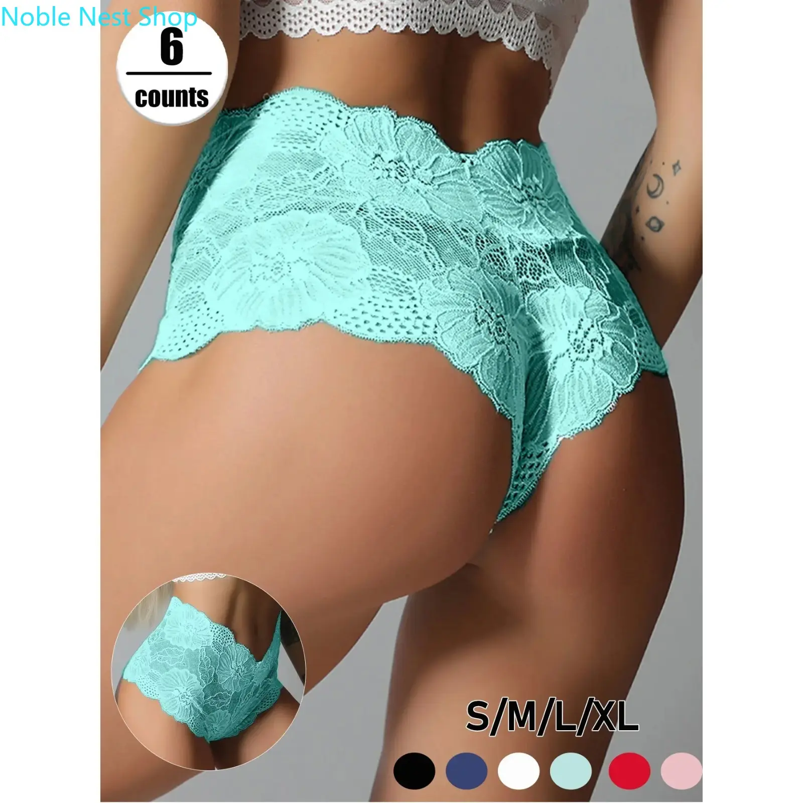 Women's Floral Lace Panties 6 Pack, Sexy & Breathable Underwear for Women, Comfortable Fitted All-Season Set