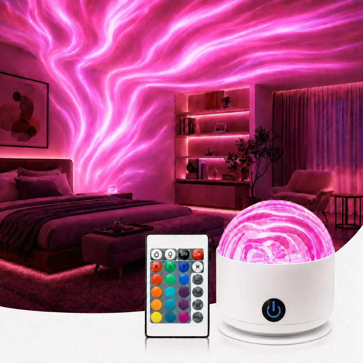 Rechargeable Aurora Projector Light, 16 Colors Dimmable Northern Lights Night Light with Remote Control, Galaxy Star Projector for Bedroom, Living Room, Dorm and Party Decor