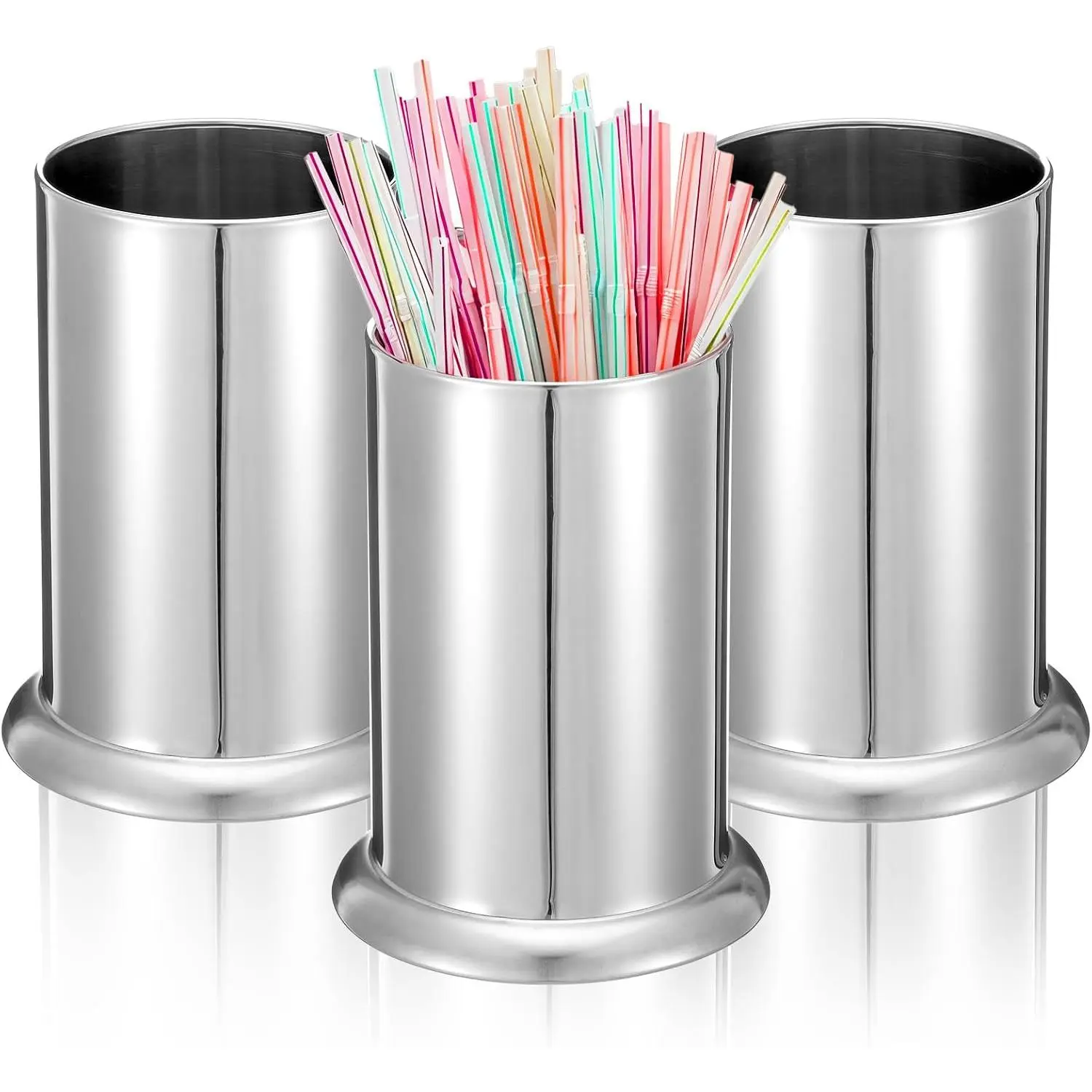 3 Pack Stainless Steel Straw Holder, Countertop Straw Dispenser, Drinking Straw Organizer Container for Store, Restaurant, Bar, , Kitchen Organizer for Spoons Forks Cutlery Gadgets