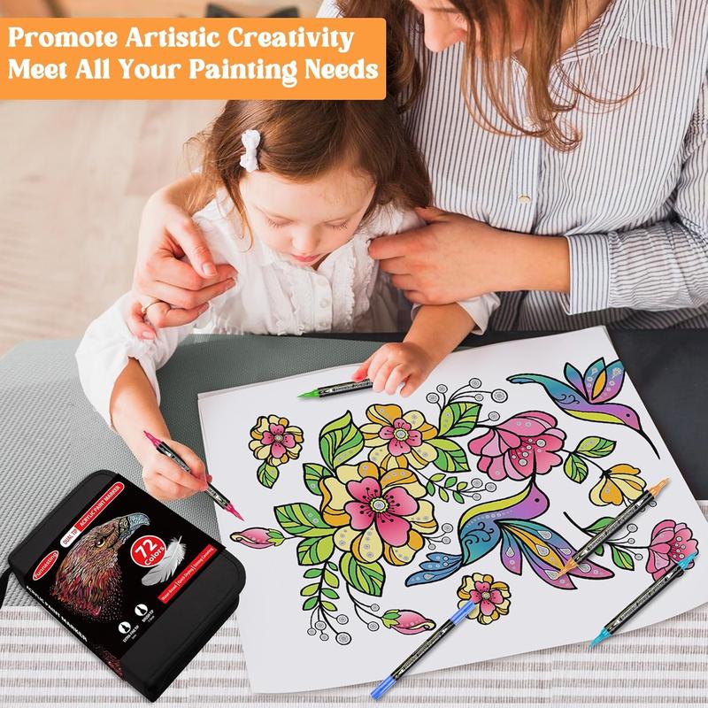 72 Colors Acrylic Paint Marker Pen Set, 1 Set Double-ended Acrylic Paint Marker Pen, Art Drawing Supplies for DIY Rock, Wood, Canvas, Stone, Ceramic, Acrylic Drawing Markers