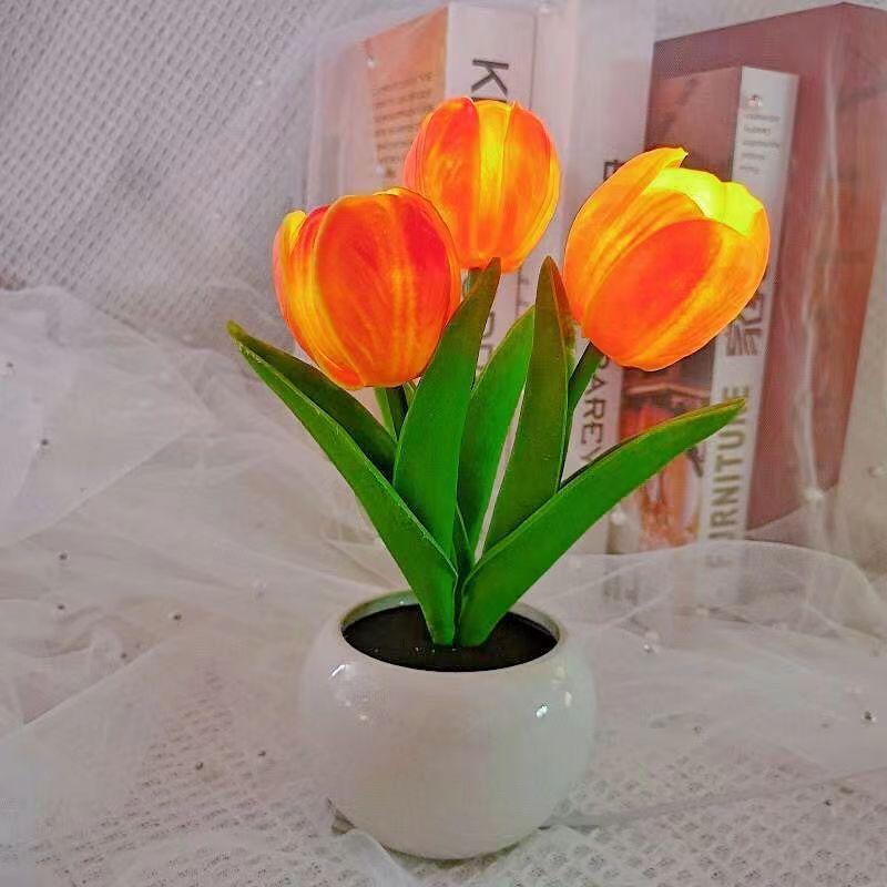 Tulip Night Light LED Simulation, Flower Design Lamp, USB Powered, Vase Table Lamp Decor for Home Living Room Desktop Decoration Christmas Halloween Holiday Gift