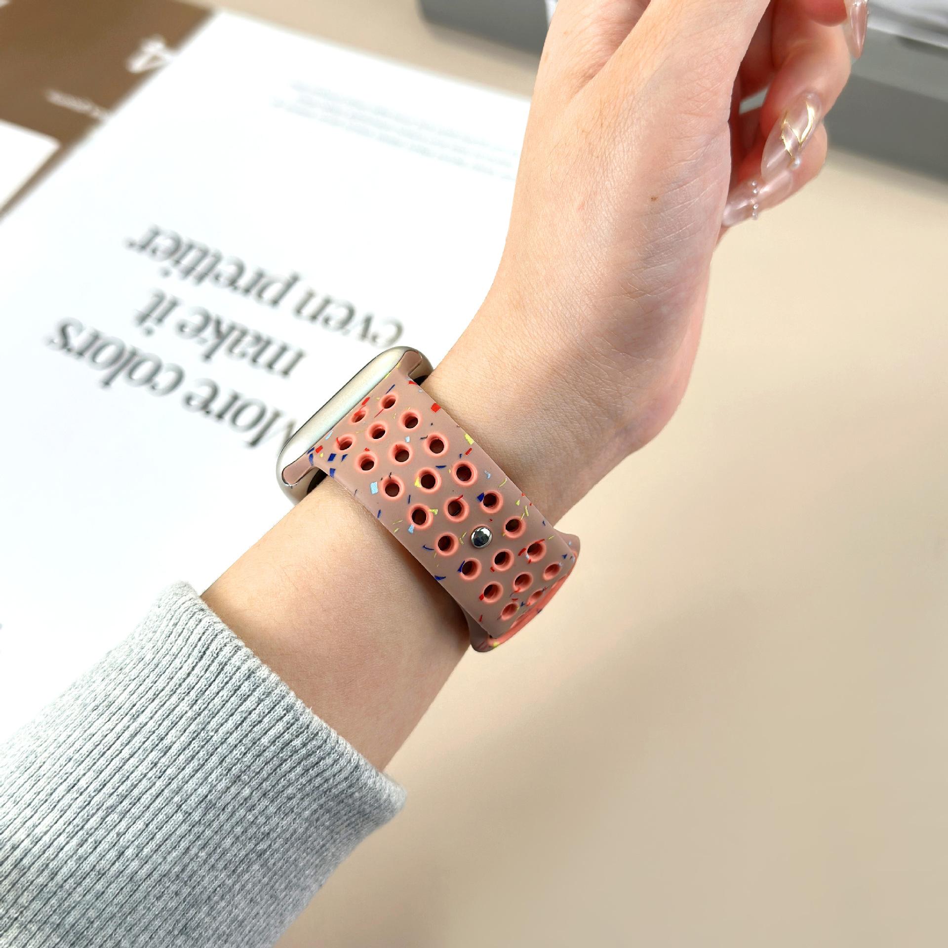 Colorful Dual-Color Silicone Watch Band, Dot Pattern Soft Waterproof Sport Replacement Strap for Smart Watch, Skin-Friendly Breathable Silicone Wristband for Men Women