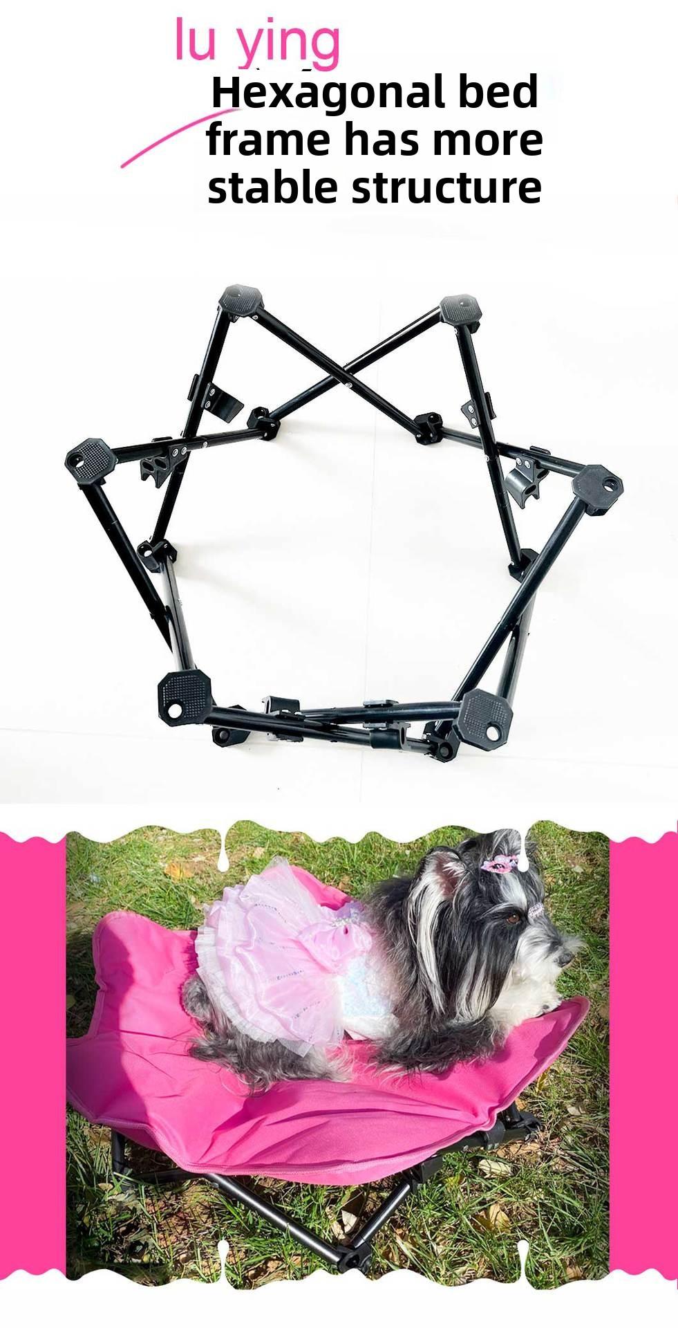 Winter Warm Dog Bed, Quilted Foldable Pet Bed, Sturdy Hexagon Portable Pet Cot for Cats & Dogs, Indoor Outdoor Use