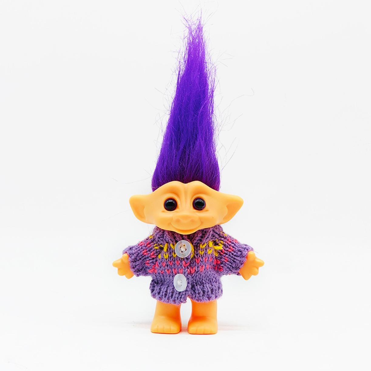 10CM Troll Doll Figure Vibrant Hair Lucky Trolls Anime Collectible Stress Relief Toy Sensory Play Anxiety Relief Kids Adults Desk Decor Birthday Halloween Christmas Gift