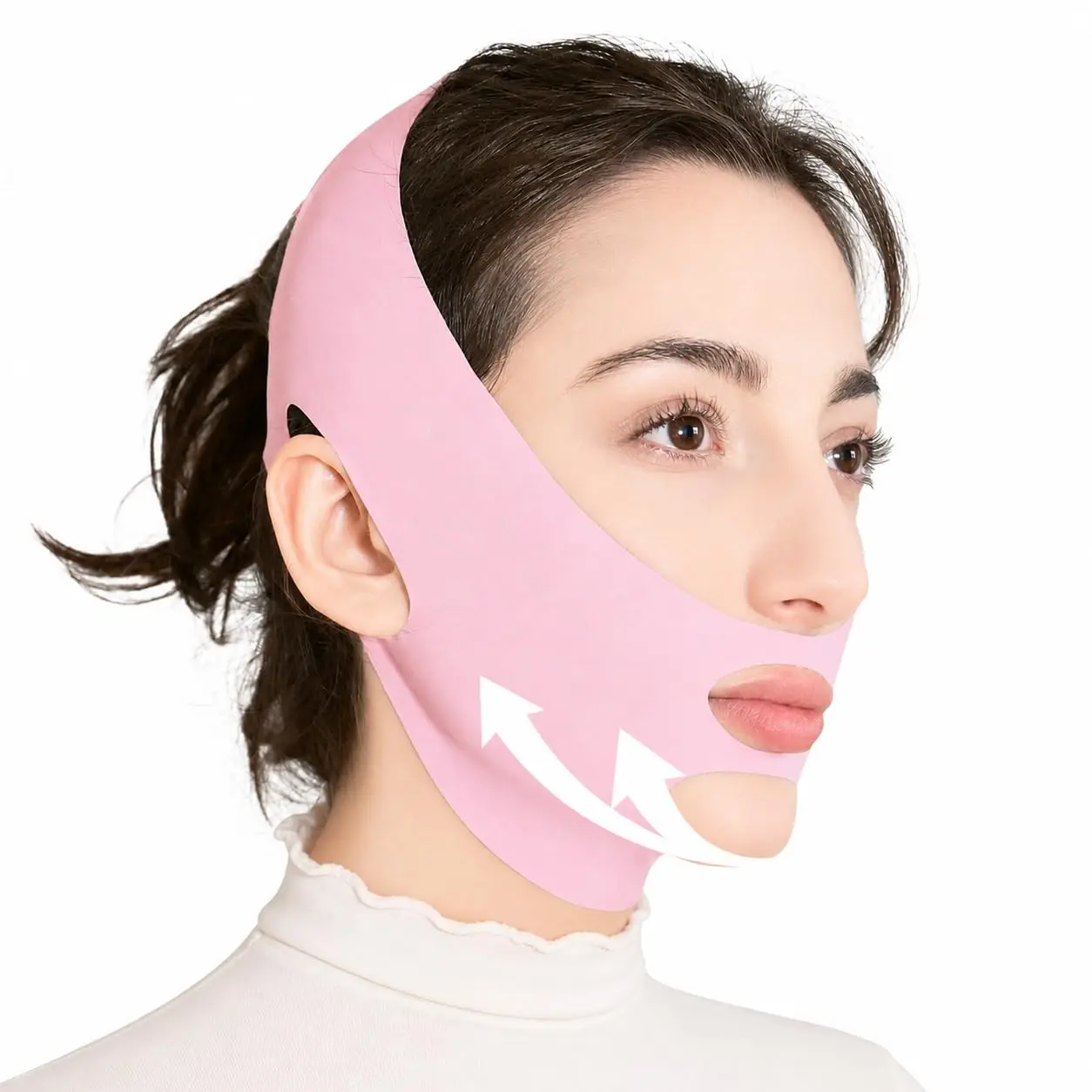 Pink Facial Line Lifting Mask & Chin Strap - Wear While Sleep Jawline Shaper, Double Chin Reducer, Face Lift Tape, Snoring Solution (Beauty & Personal Care Facial Beauty Device)