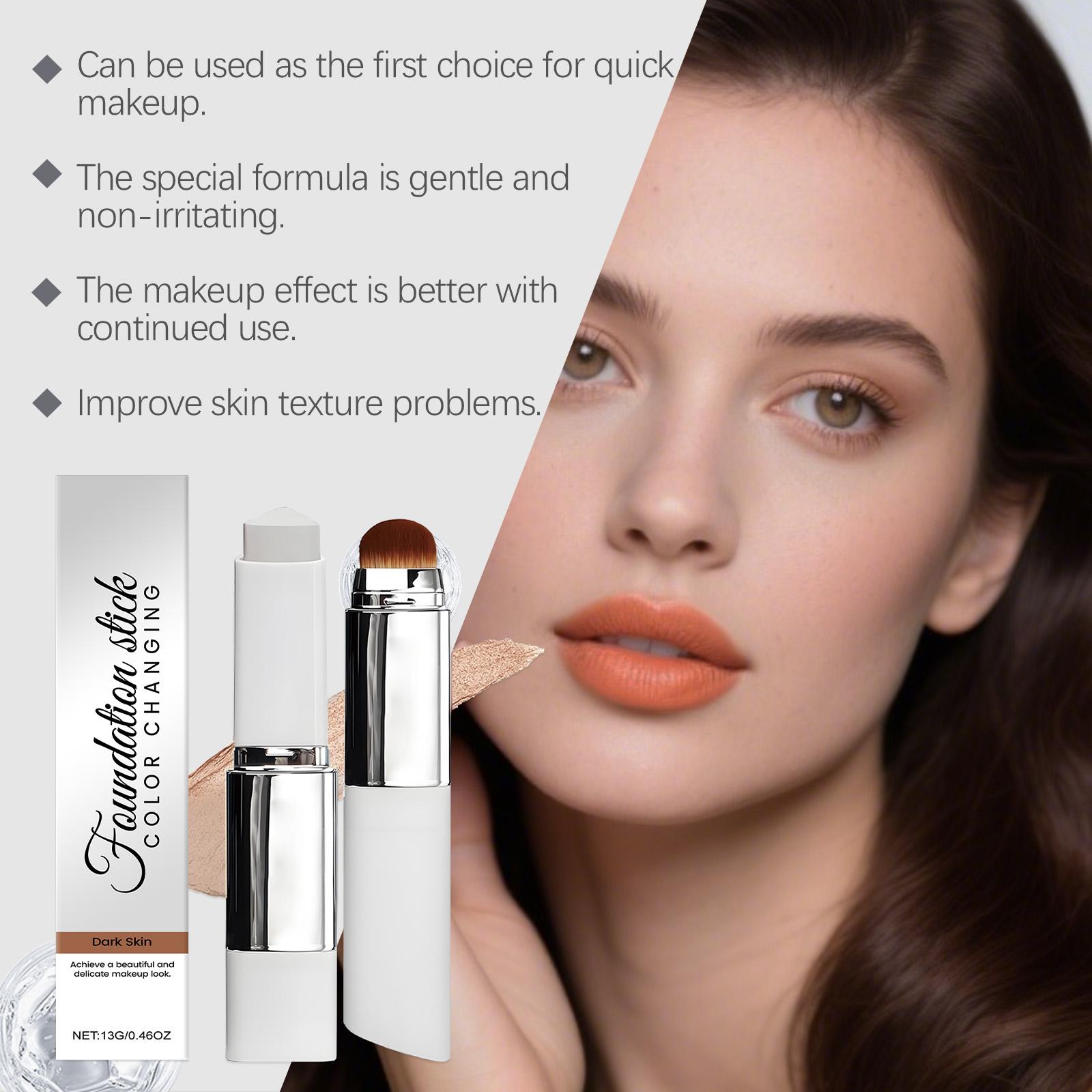 AMZ The Dark Skin Two-In-One Color-Changing Foundation Stick Has A Light And Thin Texture, Moisturizing, Brightening And Nourishing The Skin With A Matte And Clear Makeup Effect