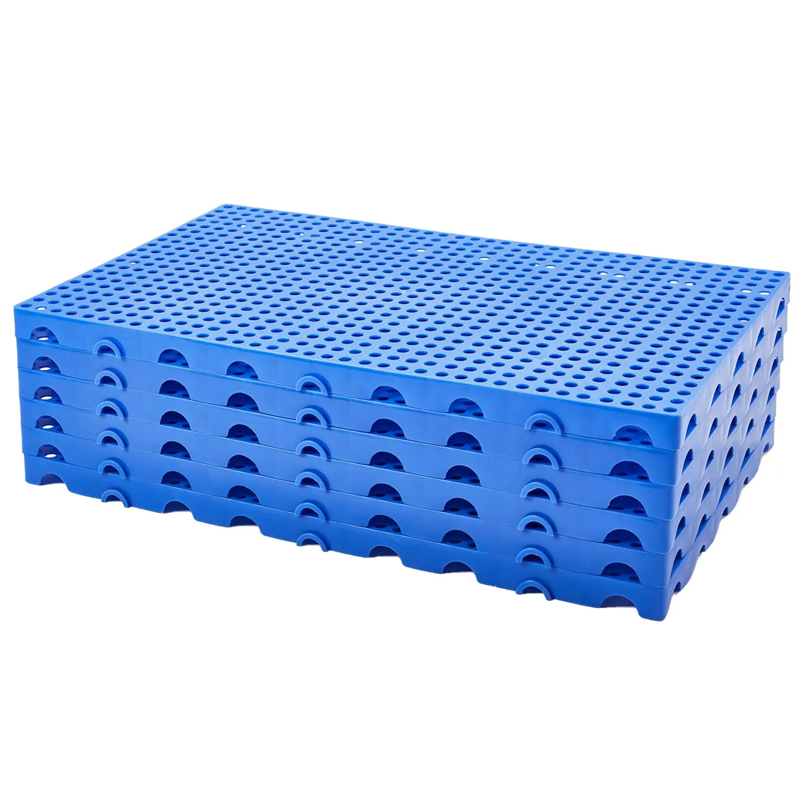 GAOMON 6-Pack Durable Blue Stackable Polypropylene Plastic Pallets, Low-Profile Grid Design, 100x60x5 cm, Ideal for Warehouse & Garage Storage
