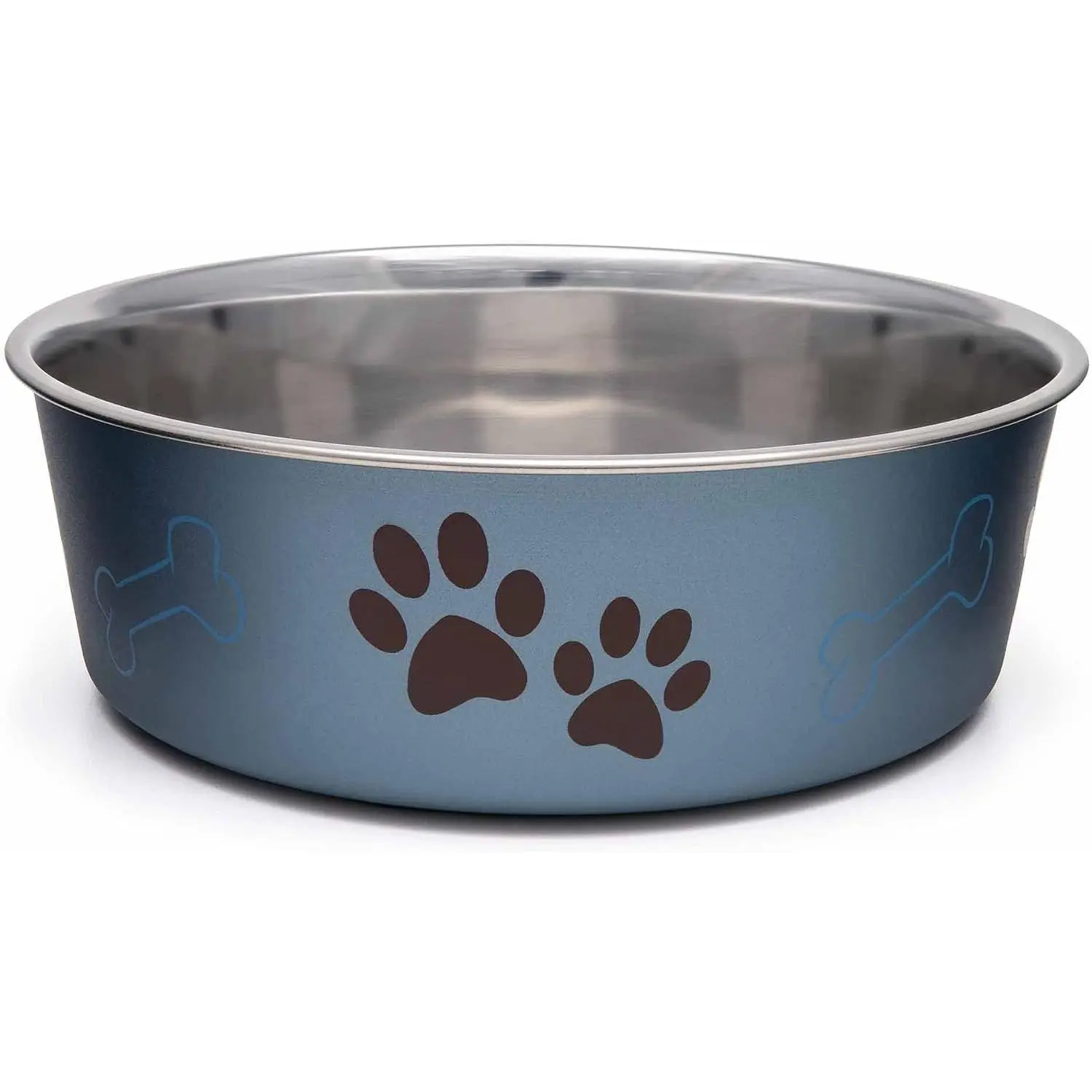 Bella Dog Bowls- Stainless Steel Dog & Cat Bowls - Spill Proof Dog Food Bowl, Cat Bowl, Puppy Essentials & Pet Supplies Great for Home & Travel (Medium 20-35 lbs, Blueberry)