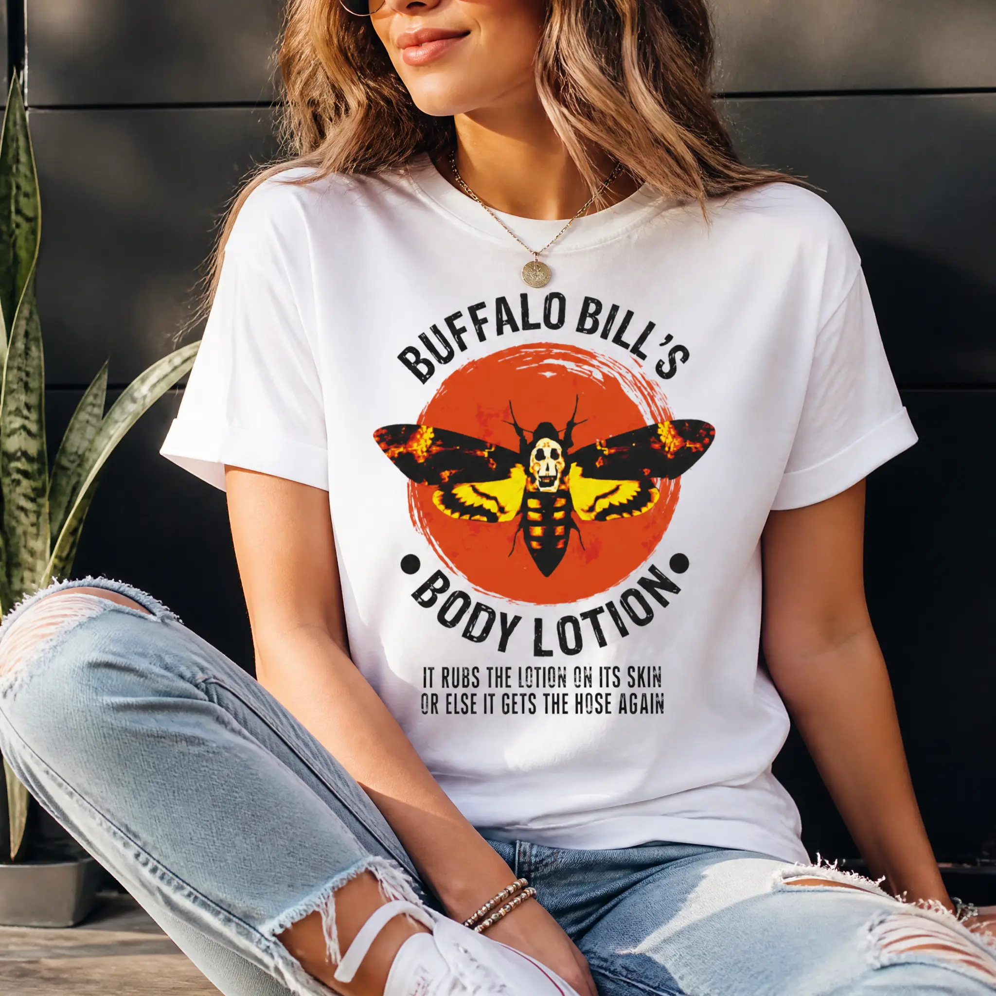 Buffalo Bill's Body Lotion It Rubs The Lotion On It's Skin Or Else It Gets The Hose Again ~ Unisex Apparel Printed In The USA,Vintage oversized tshirt