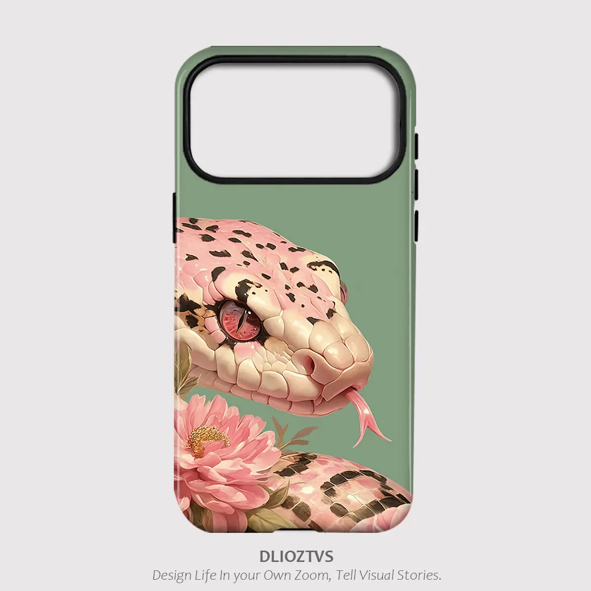 Pink Black Striped Python Pattern Phone Case for iPhone 17 Pro Max 17Air 16 Plus 15 14 13 12 11, for Samsung Galaxy S26 Ultra S25 Edge S24 Plus S23 FE, Glossy / Matte Hard PC Shockproof Durable 2 in 1 Protective Cellphone Casing Cover