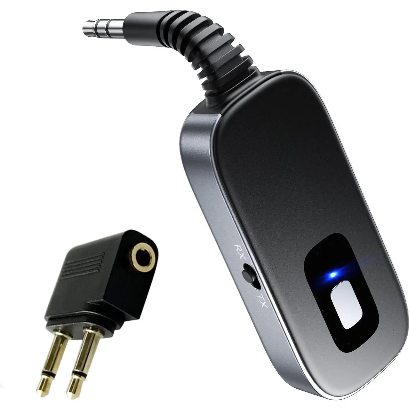 Adapter,Noise Cancelling 3.5mm AUX  Receiver for , Audio Receiver Transmitter for  Stereo/Wired Headphones Airplane,Gray