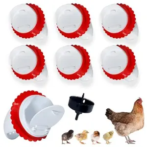 Chicken Feeder Port, 3rd Gen Automatic Chicken Feeder No Waste, Waterproof Chicken Feeders with Raised Baffle & 1 Drill Bit, Poultry Feeder for Buckets, Barrels, Bins