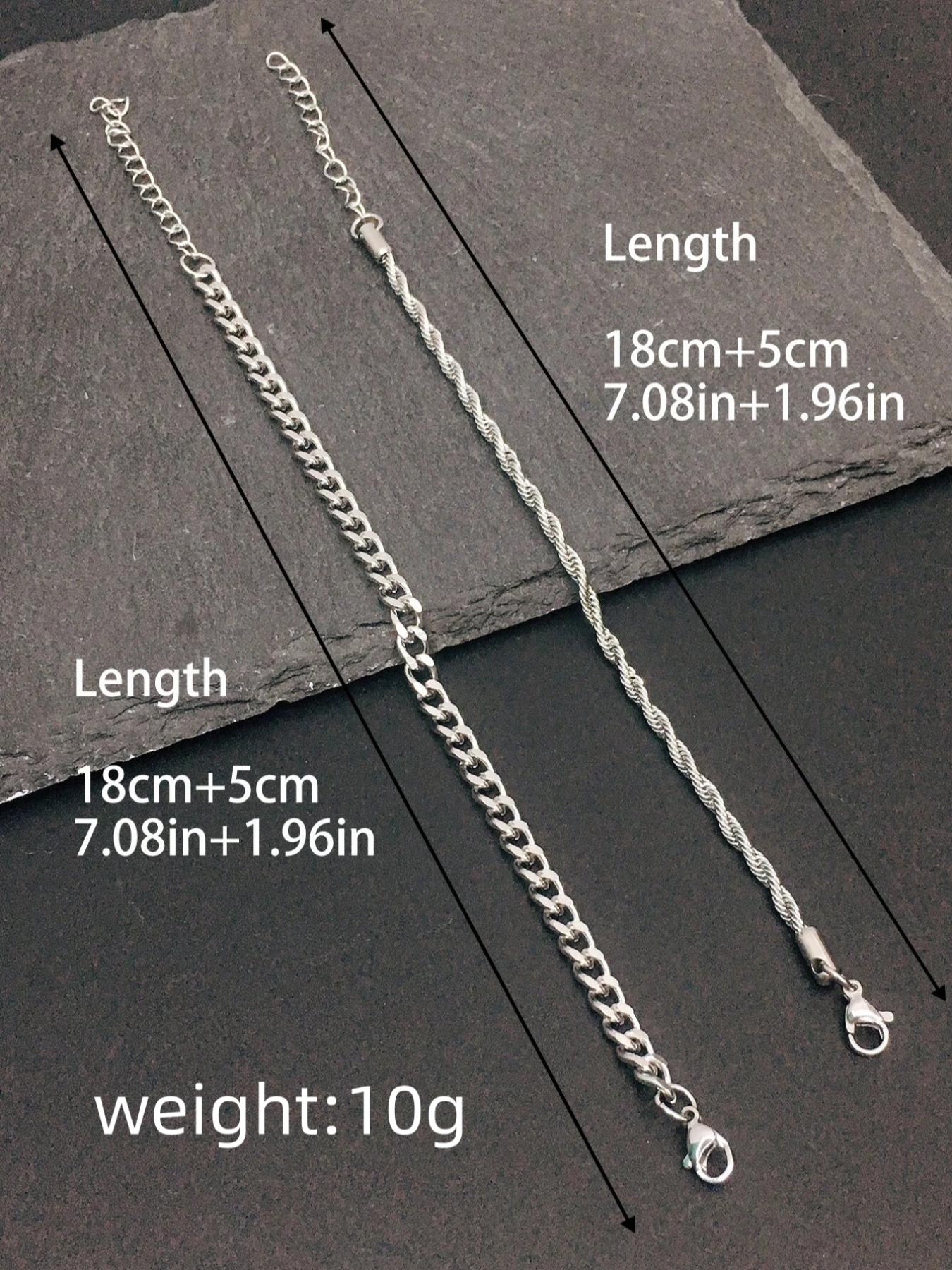 Men's Simple Style Stainless Steel Chain Bracelet, Fashion Jewelry for Party, Everyday Accessory, Trendy All-match & Exquisite Jewelry for Birthday Gift, Adjustable Link Bracelet, Stackable Bracelets