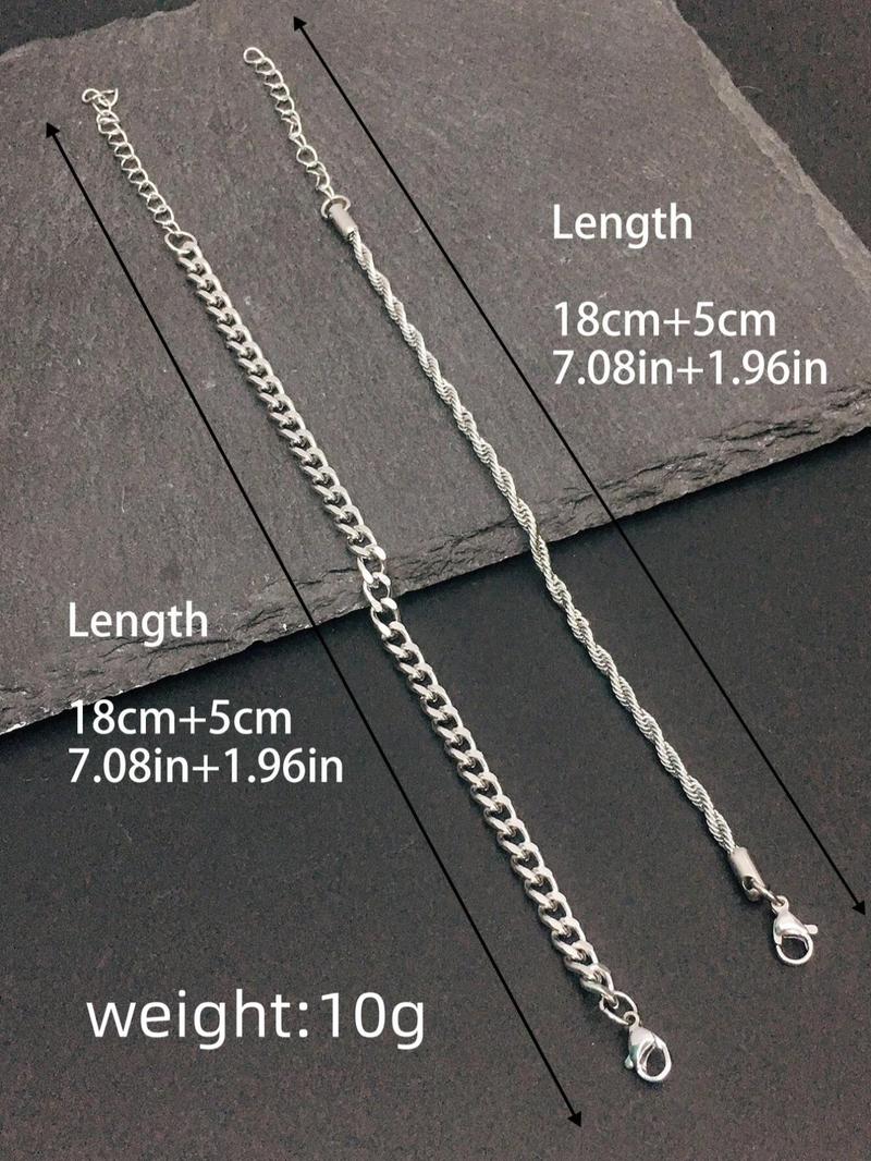 Men's Simple Style  Stainless Steel Chain Bracelet, Fashion Jewelry for Party, Daily Decor, Trendy All-match & Exquisite Jewelry for Birthday Gift, Cuban Link Bracelet