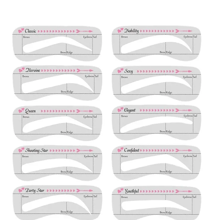 10PCS Silicone Eyebrow Stencil Kit, Colorful Brow Shaping Templates, Easy Eyebrow Drawing Guide Makeup Tool for Beginners