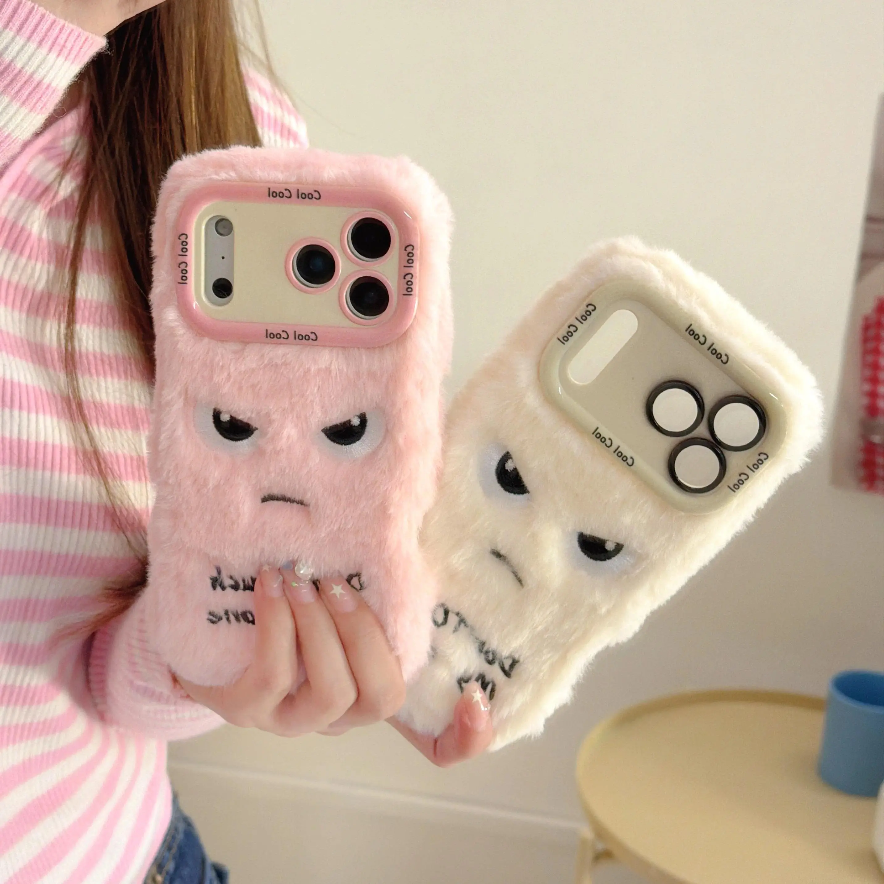 Korean Fluffy Camera Lens Holder For 17ProMax16 15 14 Plus 13 12 11 Pro Max Girl Plush Coque Peony Floral film deal luxe jelly bigfoot bowknot fashionable ghost 16 quicksand 360 beautiful 17 football four-corner anti-fall c fully multi-col proma shel chro