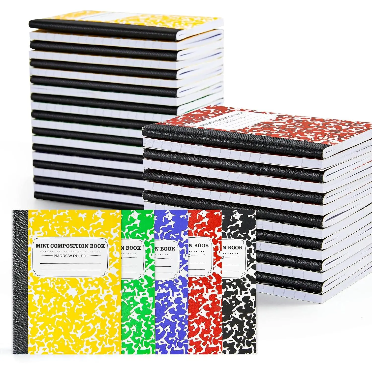 40 Pack Mini Composition Notebook Bulk, Cute Pocket Composition Note Pad, Small Journal Notebooks for Students College School Supplies, 4.5" X 3.25", Narrow Ruled, 5 Marble Covers