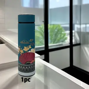 1pc National Trend Stainless Steel Insulated Water Bottle, 500ML/16.9oz Classical Style, Car, Office, Sports Outdoor, Camping Hiking
