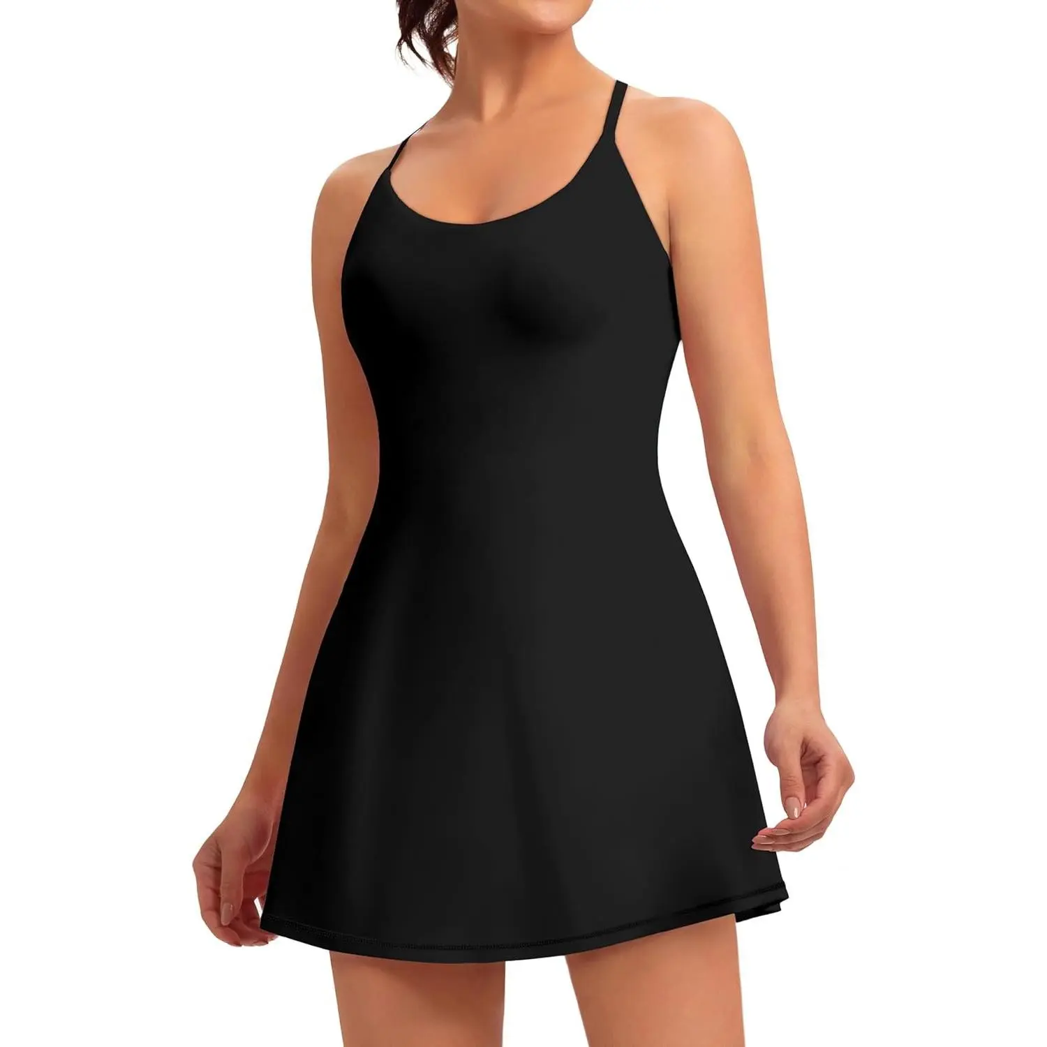 Womens Easy Pee Tennis Dress with Built in Shorts and Pockets - Workout Athletic Golf DressesGift