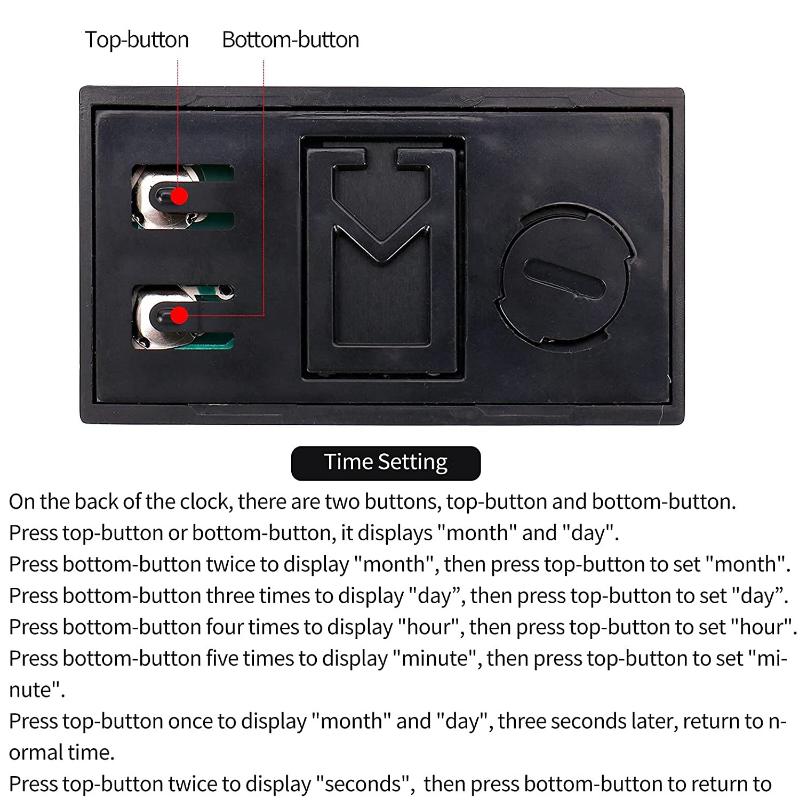 Compact Mini Digital Clock - Car Dashboard Time Display with Self-Adhesive Bracket for Vehicle Electronic Accessories