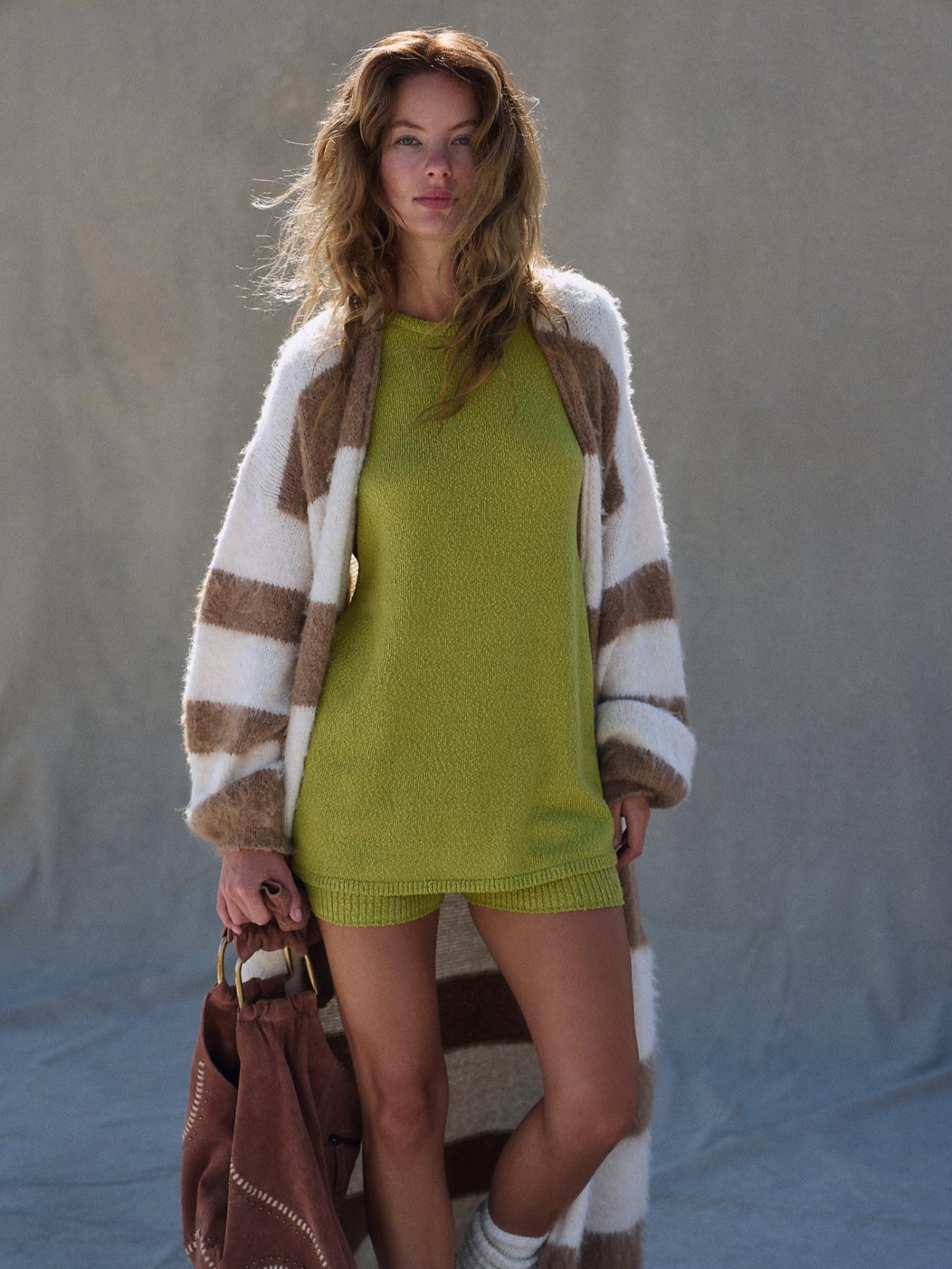 Women's Solid Color Knit Tank Top & Shorts Two-piece Set, Casual Fashion Cozy Knitwear Set for Daily Outdoor Wear, Ladies Clothes for Summer, Womenswear