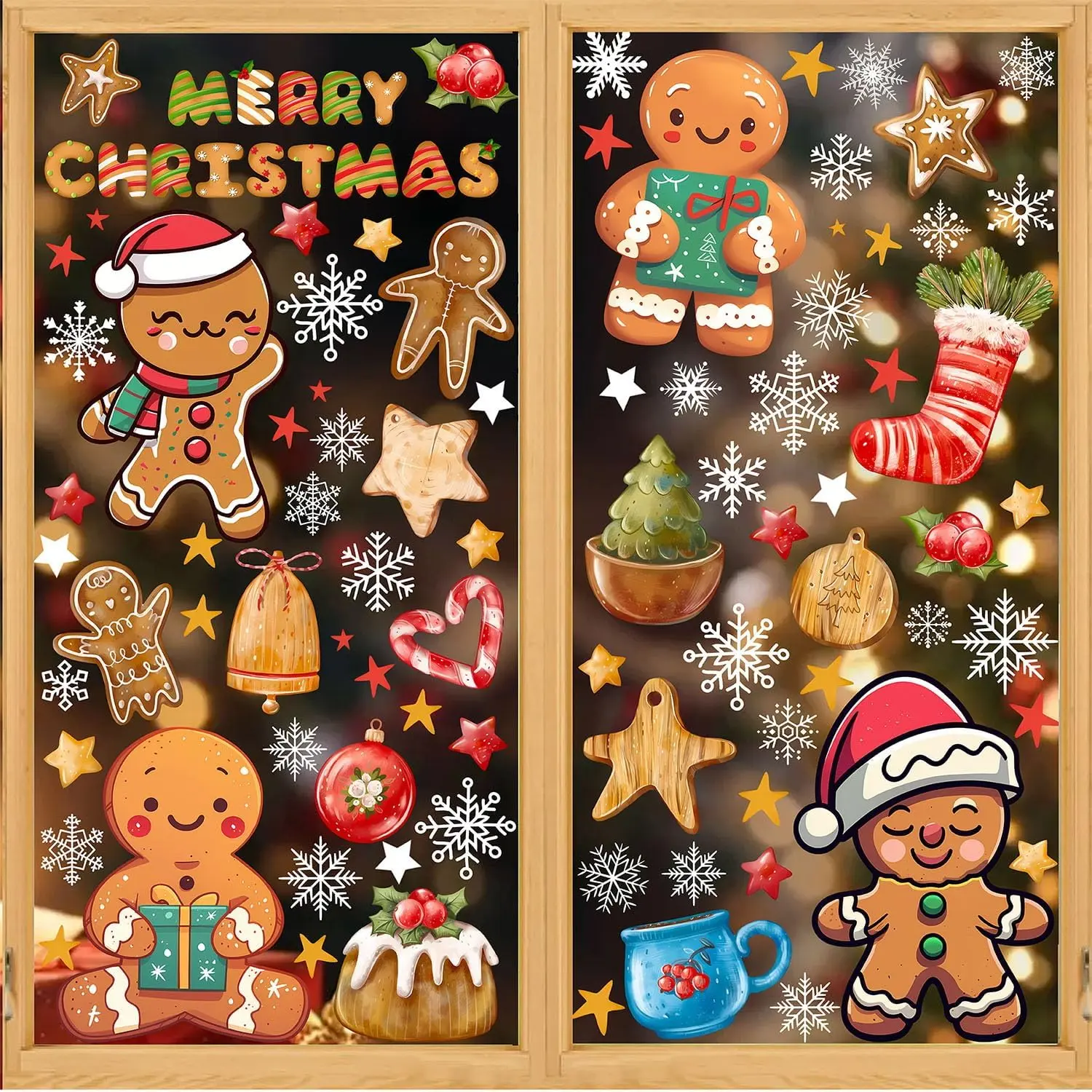 Christmas Window Stickers, Christmas Glass Window Decorations | Holiday Winter Decorations, Christmas Window Decoration Set of 6 Sheets 11.8 * 11.4in