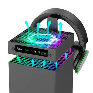IPEGA PG-XBX026A Cooling Fan for Xbox Series X, Intelligent Temperature Control, RGB Lighting, Headphone & Controller Hook, Low Noise USB Cooling System for XSX Console