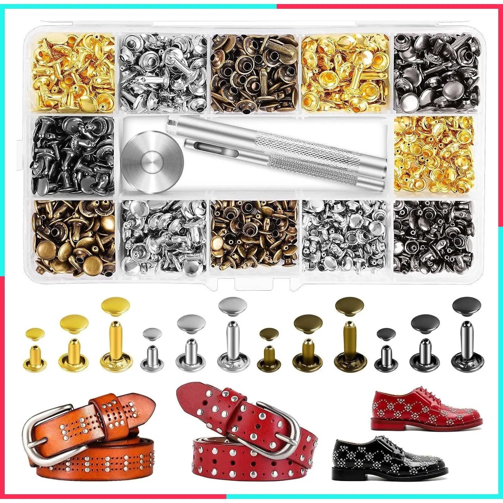 240 Sets Leather Rivets for Fabric, Bags, Shoes and Crafts