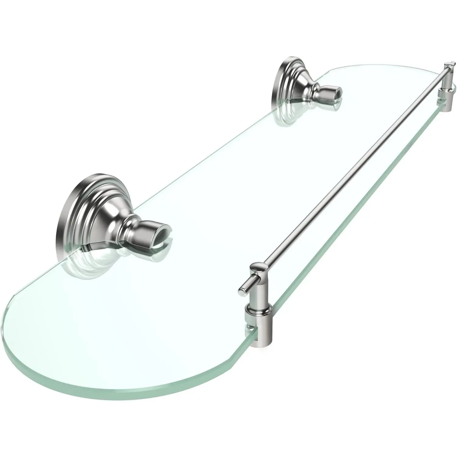 20inch Glass Shelf for Bathroom, Brushed Nickel Bathroom Glass Shelves Wall Mounted, Stainless Steel Floating Glass Shelves Modern