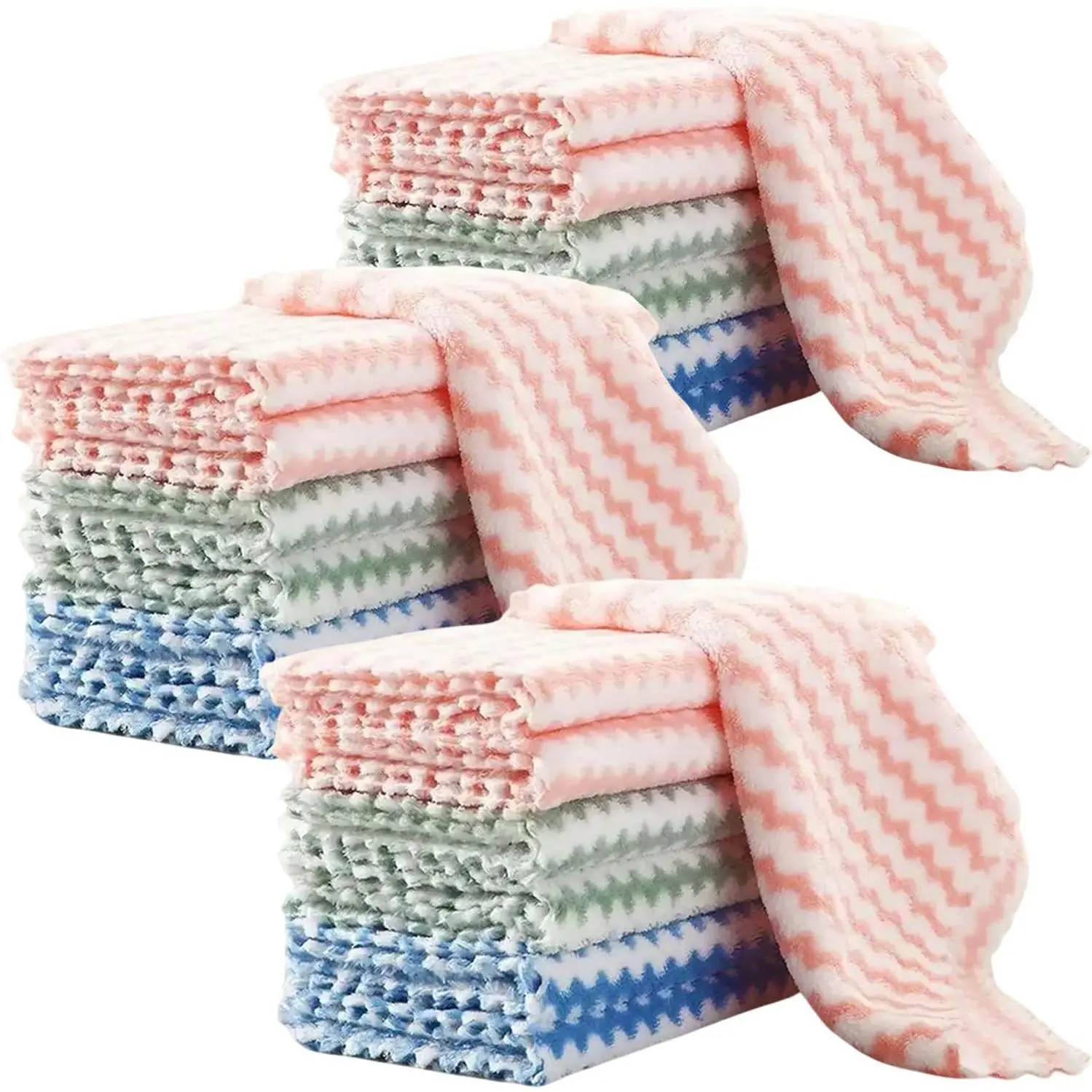 21 Pack Super Absorbent Dish Cloths Coral Velvet Microfiber Kitchen Towels Lint-Free Nonstick Oil Reusable Washable Fast Drying Rags 10"x10" Multipurpose Cleaning Dishcloths  Dishes Countertops New model