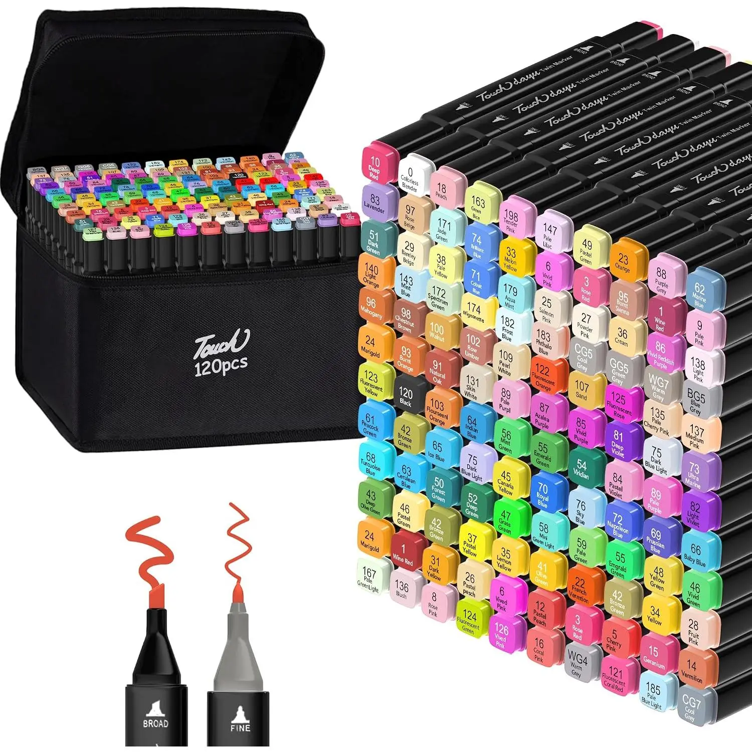 Markers,120 Colors  Tip Art Marker,Drawing Sketching Coloring Artist Pens and Underlining,Art Markers for Adults Drawing Marker Coloring Painting  with Broad and Fine Tips for Adult