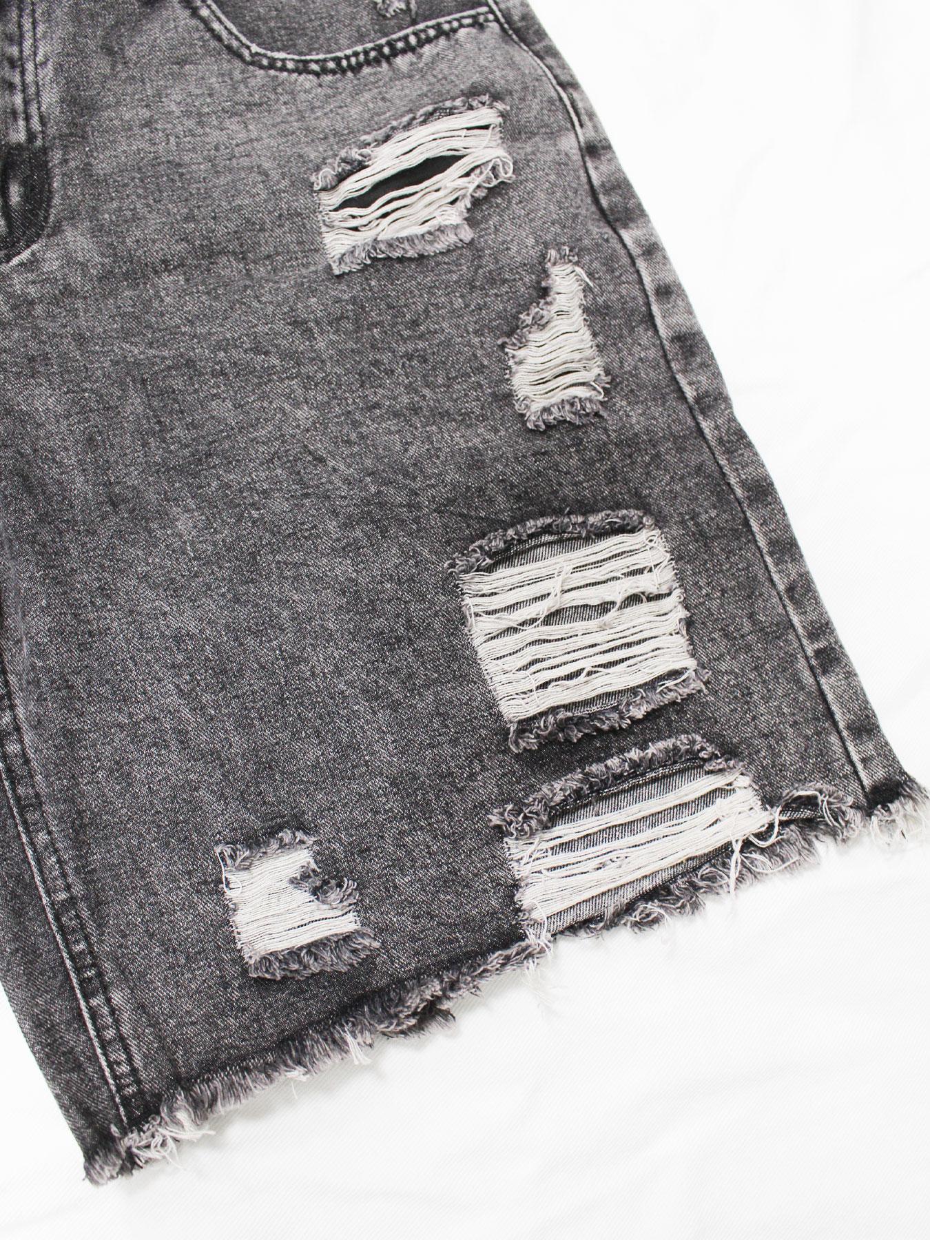 Men's Solid Color Ripped Denim Shorts, Loose Casual Fashion Comfy Jeans Shorts for Daily Outdoor Wear, Mens Bottoms for Summer