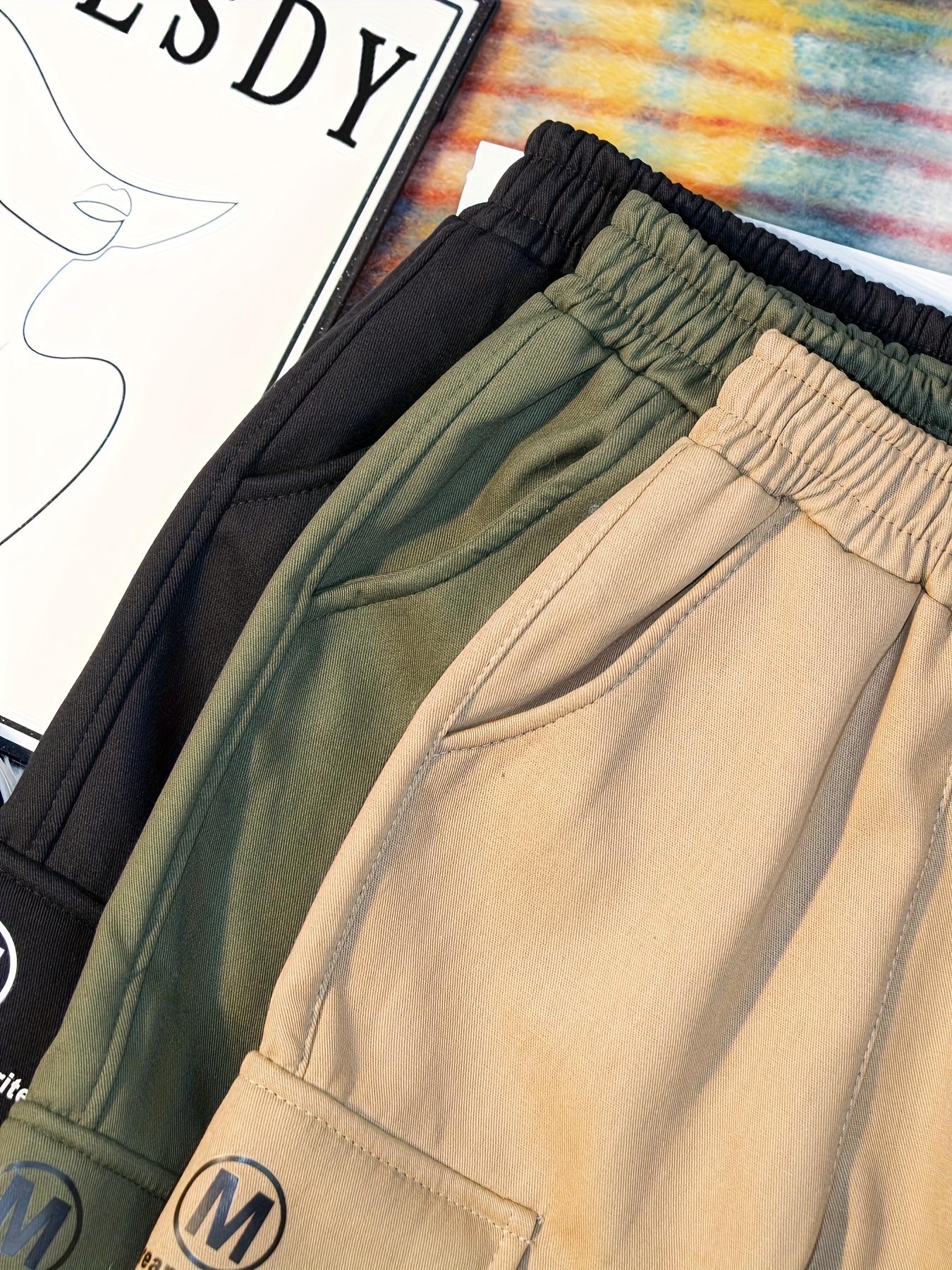 NewNewBoys' Work Pants - Elastic Waistband Pants for Kids, Machine Washable Long Pants for School, Playdates, Casual Attire - Durable Casual Trousers for Active Boys, Playdate Clothing, Unique Text Design, Smooth Fabric Finish, Perfect for Outdoor