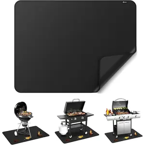 FLASLD Under BBQ Mat, 36x48 inches Large Under Grill Mats for Outdoor Grill, Double-Sided Fireproof Protective Mat, Oilproof Waterproof BBQ Fire Pit Fireplace Mat