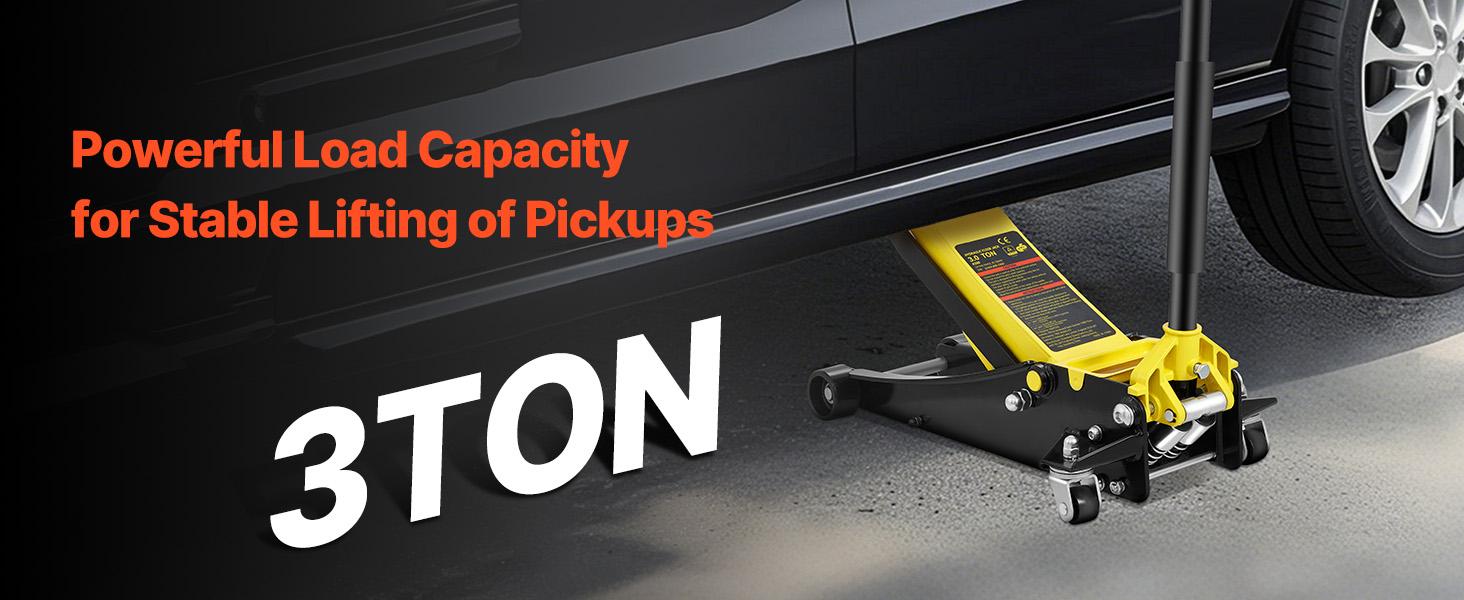 TikTokShopBlackFridayVEVOR 3 Ton Low Profile, Heavy-Duty Steel Racing Floor Jack with Dual Pistons Quick Lift Pump, Lifting Range 3.35"-19.69"