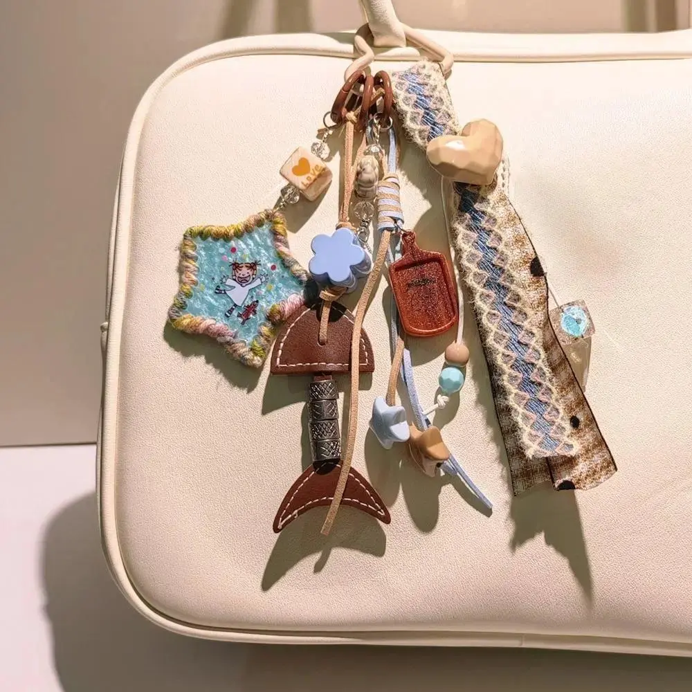2026 New Arrival Assorted Handbag Purse Charms, Vintage Leather Wishbone, Wooden Tag, Star & Heart Decorations with Braided Cords, Trendy Custom Bag Accessories for Shoulder Bags, Handbags & Gym Bags