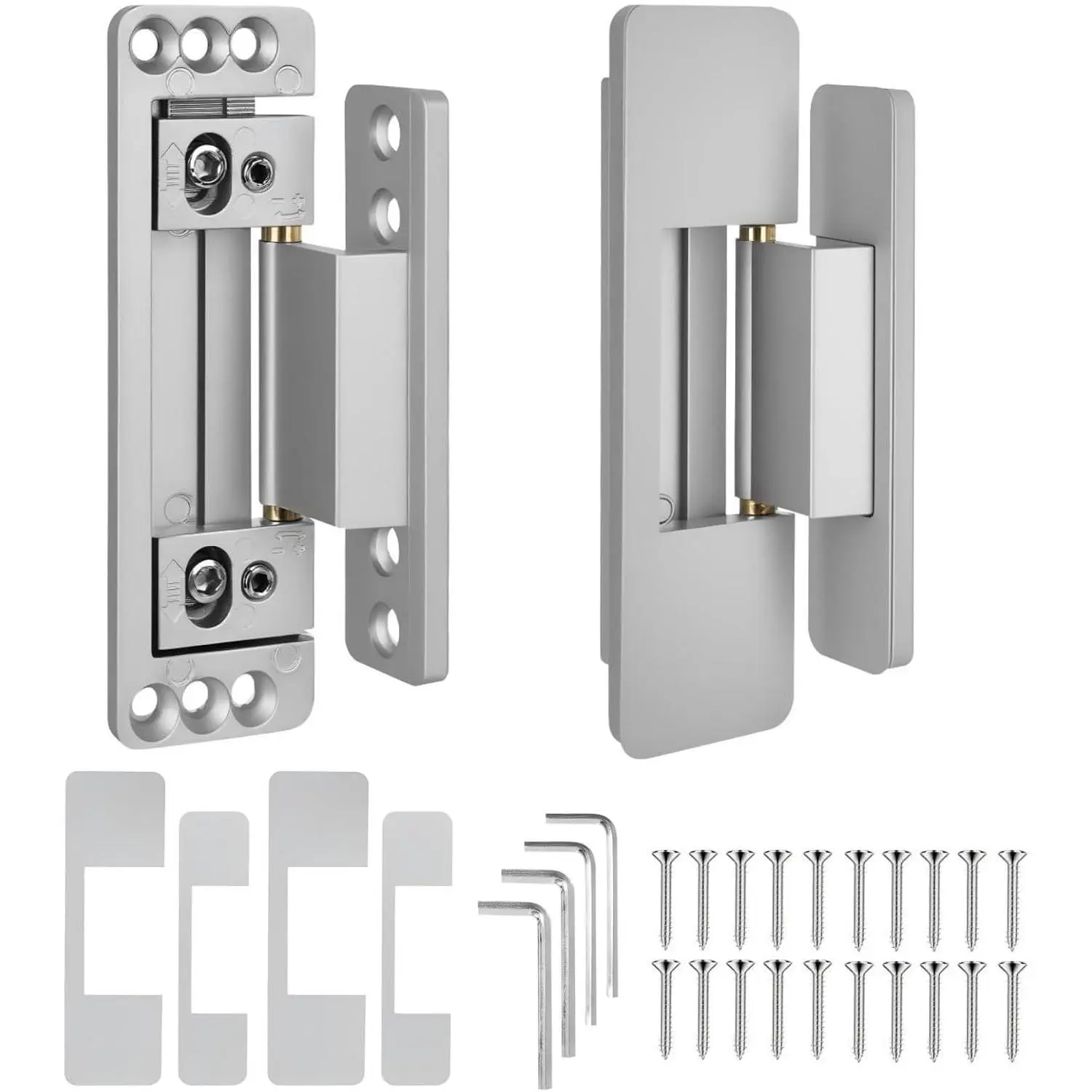 Door Hinges, 2Pack Adjustable Concealed Hinges 110Lbs Load-Bearing Heavy Duty Pivot Hinge 110° Swinging Invisible Hinges for  Doors, Bookcase, Shelf &  Door