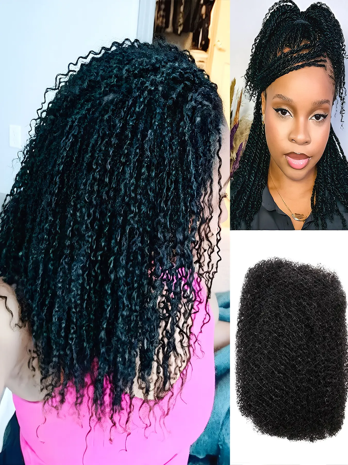 Human Hair Afro Kinky Bulk 30g Natural Color, Soft Human Bulk Hair For Braiding, Twist Micro Locs Protective Hairstyles, Braiding Hair Extensions
